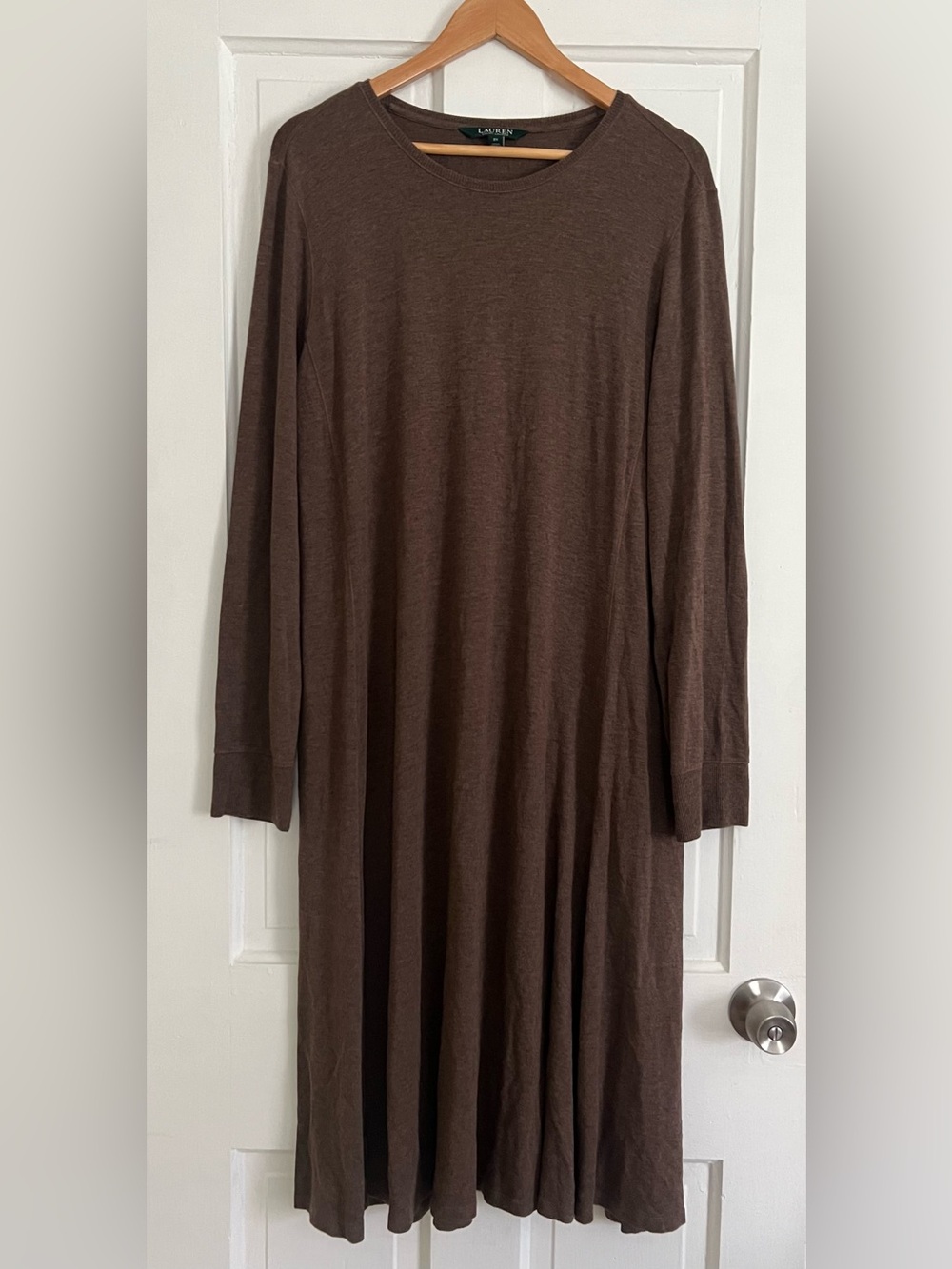 Lauren Ralph Lauren Sweater Dress Size 2X Brown Long Sleeve Crewneck A-Line